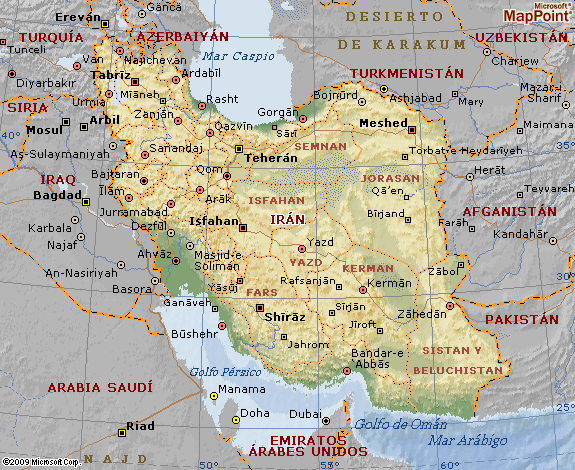 Mapa geográfico de Irán
