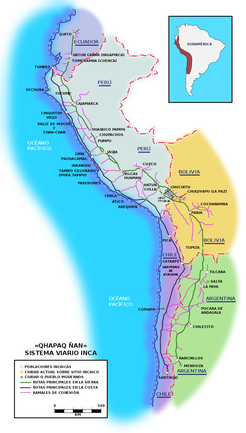 Qhapaq Ñan: mapa de las diferentes rutas