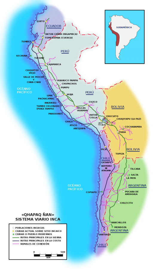 Qhapaq Ñan: mapa de las diferentes rutas